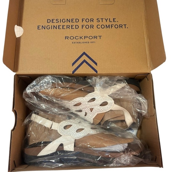 NWT Rockport White Sandals with Cutout Design 10W - Picture 7 of 8